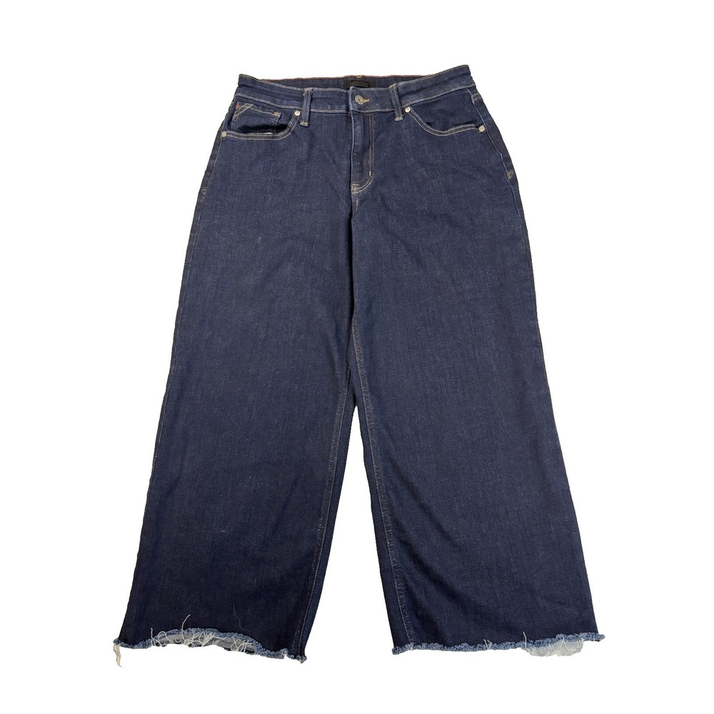 Edgely Women's 14 Dark Wash Cropped Wide Leg Denim Jeans Loose Urban Streetwear